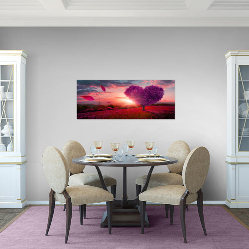 Runa Art Wandbild Herbst Baum Herz 1 Teilig 100 x 40 cm Modern Bild auf Vlies Leinwand Panorama Wohnzimmer Schlafzimmer Beige Braun 605812c