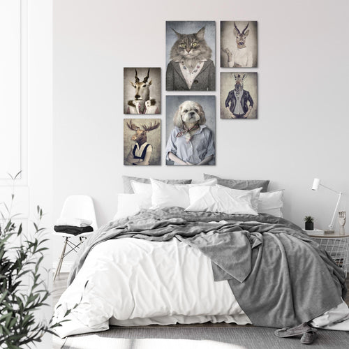 Novart Wandbilder Set Abstrakt Tiere - KEIN EXTRA RAHMEN BENÖTIGT -  Modern Deko  - Wohnzimmer Schlafzimmer N019263a