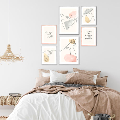 Novart Wandbilder Set Fashion mit Spruch - KEIN EXTRA RAHMEN BENÖTIGT -  Modern Deko  - Wohnzimmer Mädchen Teenager N022063a