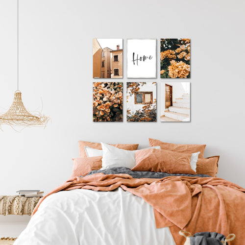 Novart Wandbilder - KEIN EXTRA RAHMEN BENÖTIGT - Wohnzimmer Schlafzimmer - Bilder Modern Home Blumen - Orange - N010165a