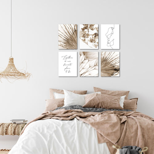 Novart Wandbilder - KEIN EXTRA RAHMEN BENÖTIGT - Wohnzimmer Schlafzimmer - Bilder Modern Boho Natur - Line Art - N026965a