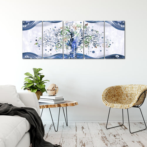 Runa Art Bild Gustav Klimt Baum des Lebens Wandbilder auf Vlies Leinwand 5 Teilig Wanddekoration Wohnzimmer 003056b