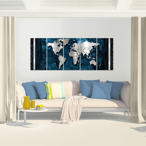 Runa Art Bild Weltkarte Wandbilder auf Vlies Leinwand 5 Teilig Wanddekoration Büro Wohnzimmer 107356a