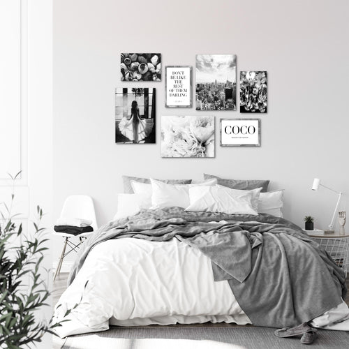 Novart Wandbilder Fashion - KOMPLETT AUFHÄNGFERTIG - Coco Wohnzimmer Mädchen Teenager - 7 Moderne Mood-Bilder - N016271b