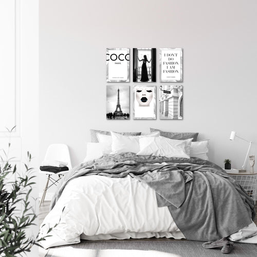 Novart Wandbilder Set Paris Fashion - KOMPLETT AUFHÄNGFERTIG - Made in Germany - Moderne Bilder  Wohnzimmer Schlafzimmer - N015664a