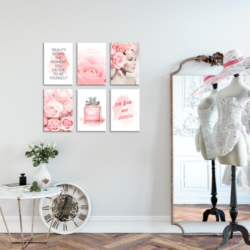 Novart Wandbilder - KEIN EXTRA RAHMEN BENÖTIGT - Wohnzimmer Mädchen Teenager - Bilder Modern Fashion - Rosa - N008565a