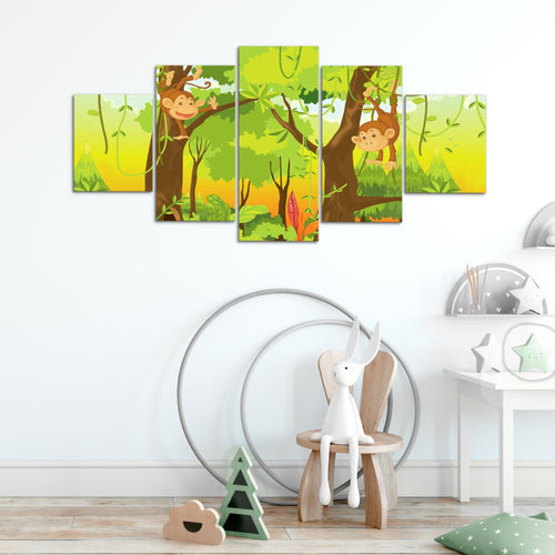 Runa Art Wandbilder Waldtiere 5 Teilig Bild auf Vlies Leinwand Deko Spielzimmer Baby Kinderzimmer Junge Mädchen 001852c