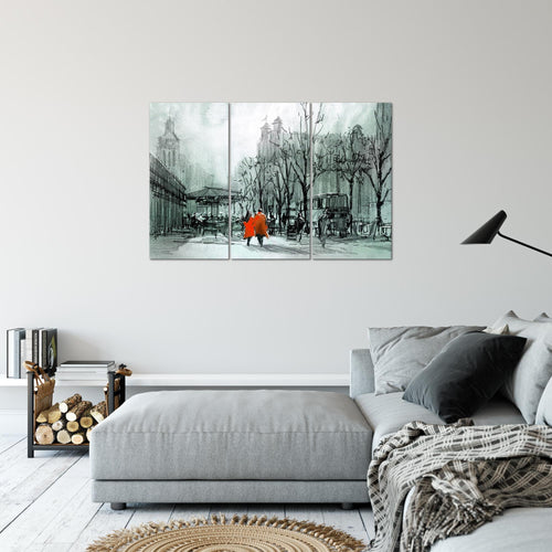 Runa Art Wandbilder London Bild XXL Wohnzimmer Schlafzimmer Braun Stadt Abstrakt 120 x 80 cm 3 Teilig 009731a