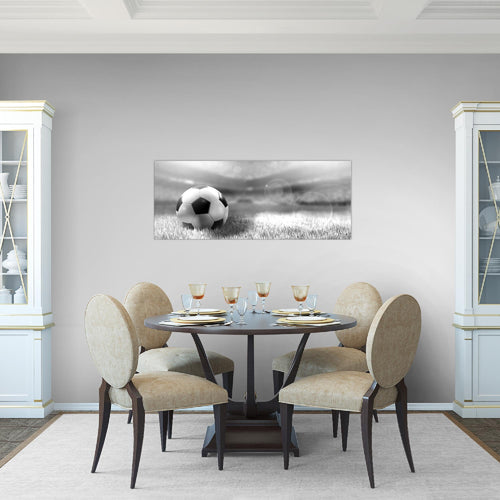 Runa Art Wandbild Fussball 1 Teilig 100 x 40 cm Modern Bild auf Vlies Leinwand Sport Wohnzimmer Schlafzimmer Grau 402412b