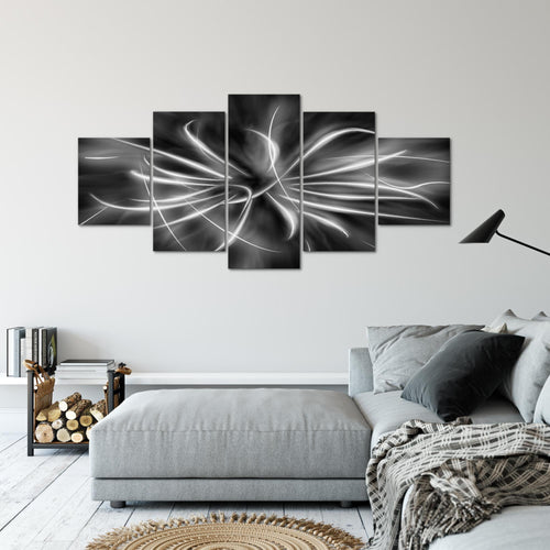 Runa Art - Bilder Abstrakt 200 x 100 cm 5 Teilig XXL Wanddekoration Design Bewegung Blau 100051b