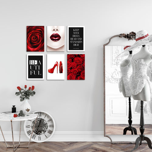 Novart Wandbilder Set Fashion - KOMPLETT AUFHÄNGFERTIG - Made in Germany - Moderne Bilder  Wohnzimmer Mädchen Teenager - N019064a