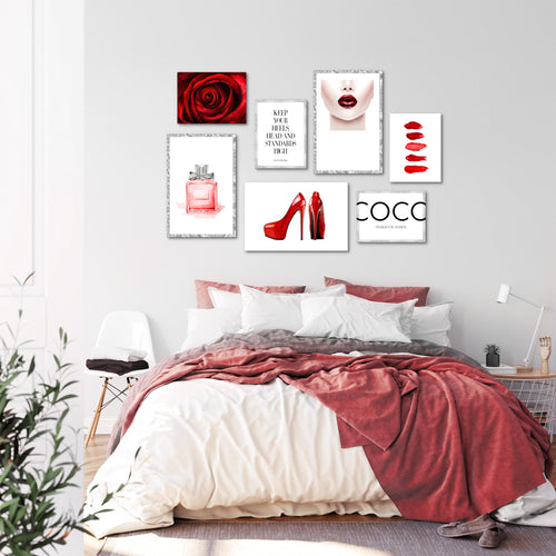 Novart Wandbilder Fashion - KOMPLETT AUFHÄNGFERTIG - Beauty Wohnzimmer Mädchen Teenager - 7 Moderne Mood-Bilder - N018971a