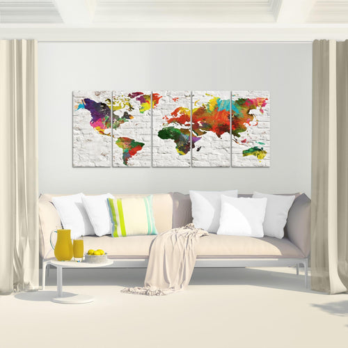 Runa Art Bild Weltkarte Wandbilder auf Vlies Leinwand 5 Teilig Wanddekoration Büro Wohnzimmer 106956a