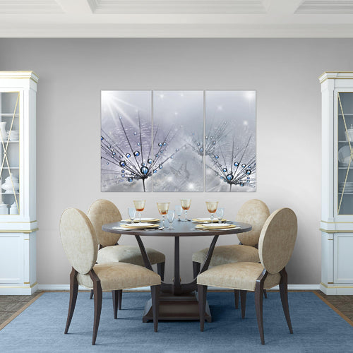 Runa Art Wandbilder Pusteblume Bild XXL Wohnzimmer Schlafzimmer Grau Natur 120 x 80 cm 3 Teilig 016931b