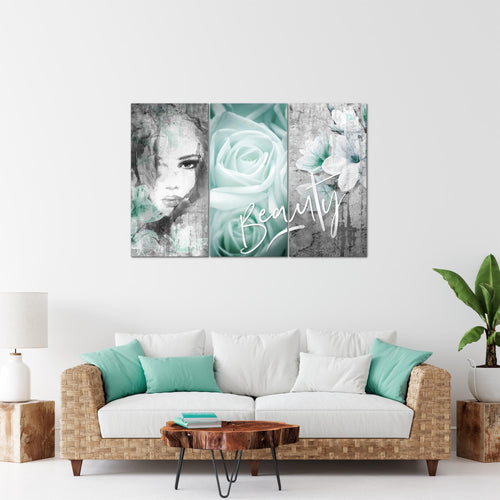 Runa Art Bild Blumen Vintage Modern Wandbilder Wohnzimmer 1 Teilig - Made In Germany - Frau Bunt Flur 039315b