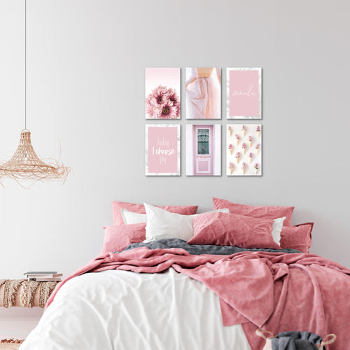 Novart Wandbilder Set Fashion - KOMPLETT AUFHÄNGFERTIG - Made in Germany - Moderne Bilder  Wohnzimmer Mädchen Teenager - N020464a