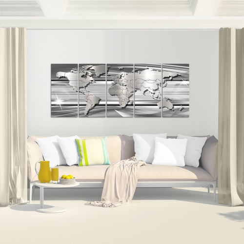 Runa Art Bild Weltkarte Wandbilder auf Vlies Leinwand 5 Teilig Wanddekoration Büro Wohnzimmer 107956c