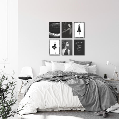 Novart Wandbilder Set Fashion - KOMPLETT AUFHÄNGFERTIG - Made in Germany - Moderne Bilder  Wohnzimmer Mädchen Teenager - N000864a