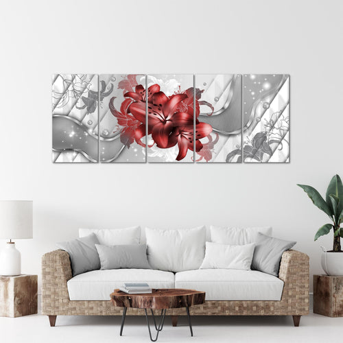 Runa Art Bild Blumen Lilien Wandbilder auf Vlies Leinwand 5 Teilig Wanddekoration Wohnzimmer Schlafzimmer 016556b
