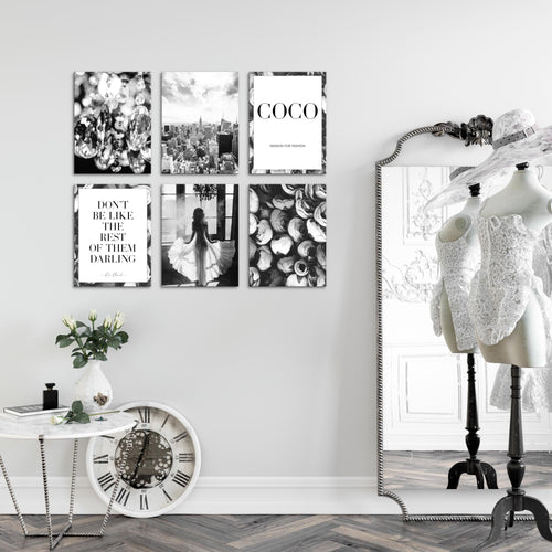 Novart Wandbilder Set Fashion - KOMPLETT AUFHÄNGFERTIG - Made in Germany - Moderne Bilder  Wohnzimmer Mädchen Teenager - N016264a