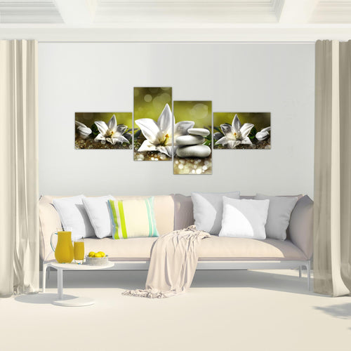 Runa Art Bild Modern Blumen Lilien - Made in Germany - Wandbilder Abstrakt Beige Braun 4 Teilig 035842a