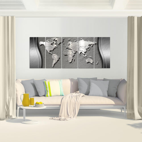 Runa Art Bild Weltkarte Wandbilder auf Vlies Leinwand 5 Teilig Wanddekoration Büro Wohnzimmer 107256c