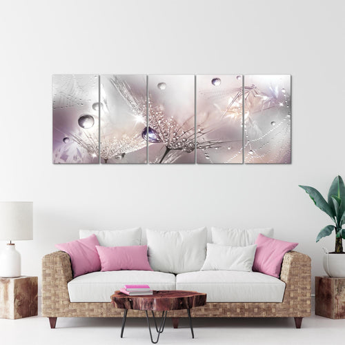 Runa Art Wandbild XXL Blumen Pusteblumen Wohnzimmer Schlafzimmer 200 x 80 cm Schwarz Weiss 5 Teilig - Made in Germany - 043155c