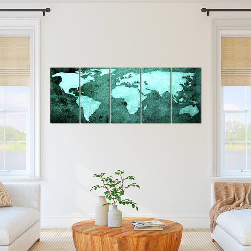 Runa Art Bild Weltkarte Wandbilder auf Vlies Leinwand 5 Teilig Wanddekoration Büro Wohnzimmer 101756a