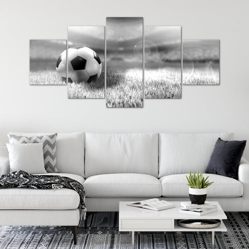 Runa Art - Bilder Fussball 200 x 100 cm 5 Teilig XXL Wanddekoration Design Grau 402451b