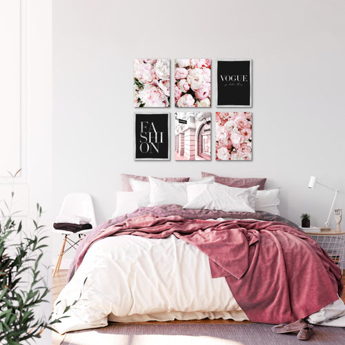 Novart Wandbilder Set Coco Fashion - KOMPLETT AUFHÄNGFERTIG - Made in Germany - Moderne Bilder  Wohnzimmer Mädchen Teenager - N016064a