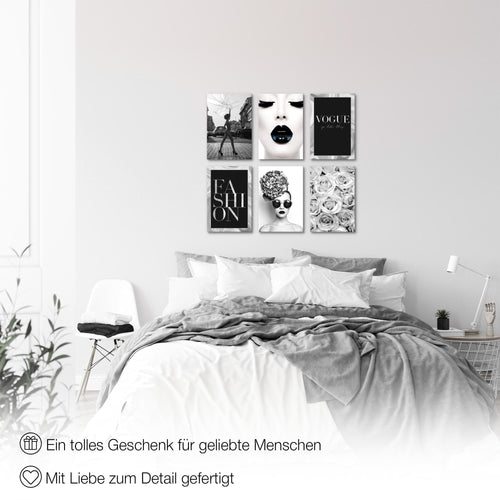 Novart Wandbilder Set Fashion Zitate - KOMPLETT AUFHÄNGFERTIG - Made in Germany - Moderne Bilder  Wohnzimmer Mädchen Teenager - N015564a
