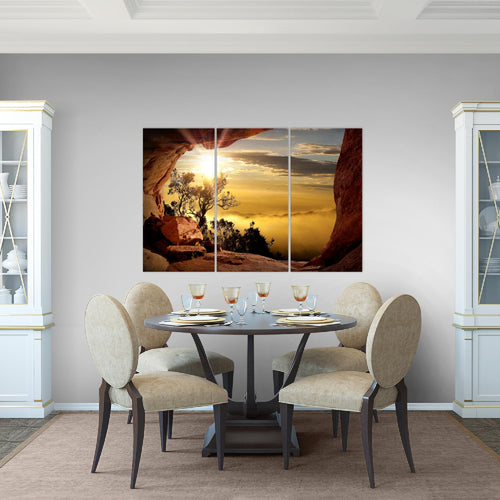Runa Art Wandbilder Natur Gebirge Bild XXL Wohnzimmer Schlafzimmer Beige Rosa Baum Herz 120 x 80 cm 3 Teilig 607631c