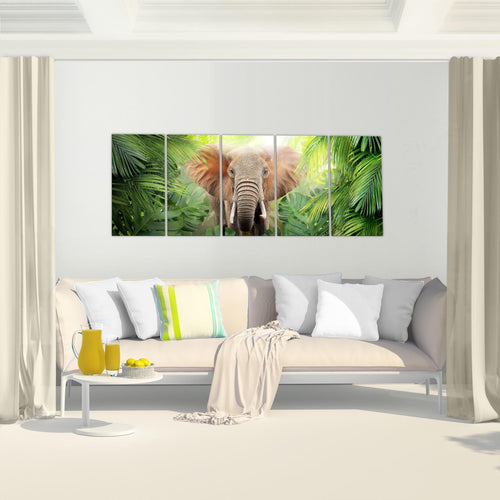 Runa Art Wandbild Tieger Abstrakt 1 Teilig 100 x 40 cm Modern Bild auf Vlies Leinwand Tiere Wohnzimmer Schlafzimmer Grün Orange 037512a