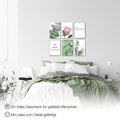 Novart Wandbilder - KEIN EXTRA RAHMEN BENÖTIGT - Wohnzimmer Schlafzimmer - Bilder Modern Grüne Blätter Pflanze - Natur Blumen  - N005365a