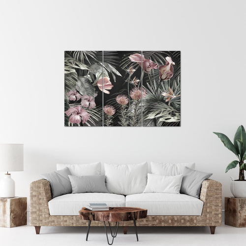 Runa Art Wandbilder Blumen Bild XXL Wohnzimmer Schlafzimmer Grün Bunt Vintage Natur 120 x 80 cm 3 Teilig 043331a