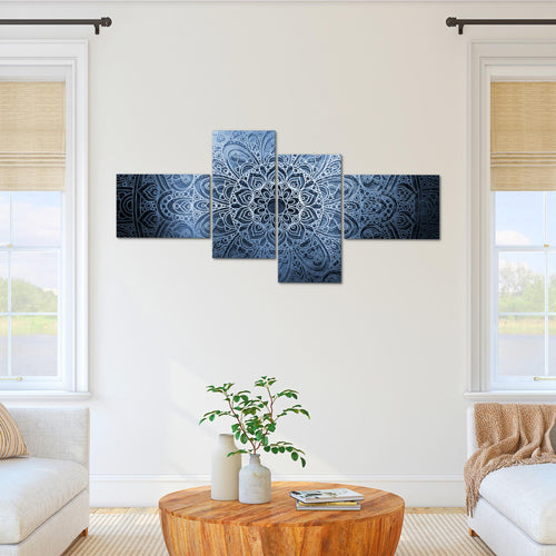 Runa Art Bild XXL 4 Teilig Mandala 200 x 100 cm Kunstdruck auf Vlies Leinwand Wanddeko Wohnzimmer Schlafzimmer 101241b