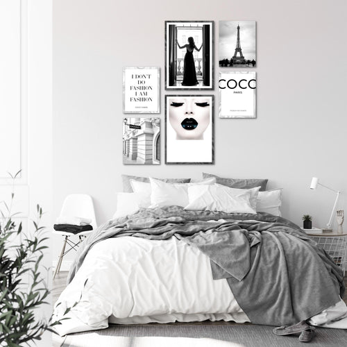 Novart Wandbilder Set Fashion Coco - KEIN EXTRA RAHMEN BENÖTIGT -  Modern Deko  - Wohnzimmer Mädchen Teenager N015663a