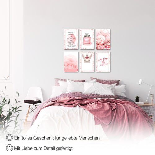 Novart Wandbilder Set Fashion - KOMPLETT AUFHÄNGFERTIG - Made in Germany - Moderne Bilder  Wohnzimmer Mädchen Teenager - N015864a