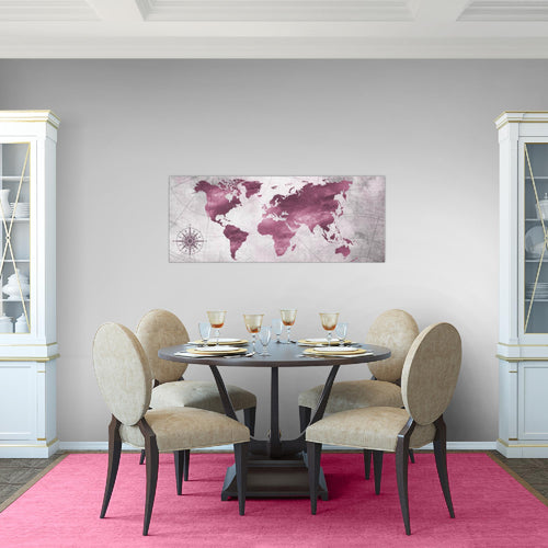 Runa Art Wandbild Weltkarte 1 Teilig 100 x 40 cm Modern Bild auf Vlies Leinwand Vintage Büro Wohnzimmer Grün Grau 026012c