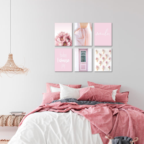 Novart Wandbilder Set Fashion - KOMPLETT AUFHÄNGFERTIG - Made in Germany - Moderne Bilder  Wohnzimmer Mädchen Teenager - N008464a