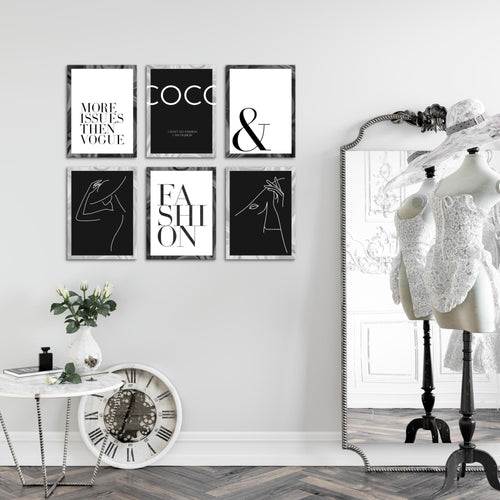 Novart Wandbilder Set Coco - KOMPLETT AUFHÄNGFERTIG - Made in Germany - Moderne Bilder  Wohnzimmer Mädchen Teenager - N002364a