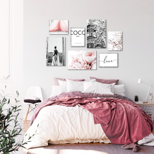 Novart Wandbilder Fashion - KOMPLETT AUFHÄNGFERTIG - Coco Wohnzimmer Mädchen Teenager - 7 Moderne Mood-Bilder - N021771a