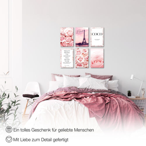 Novart Wandbilder Set Coco - KOMPLETT AUFHÄNGFERTIG - Made in Germany - Moderne Bilder  Wohnzimmer Mädchen Teenager - N016164a