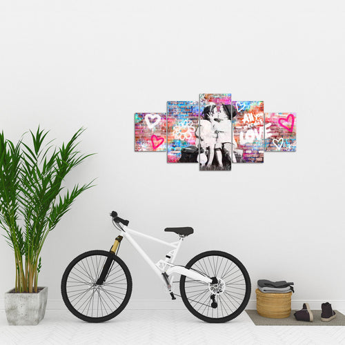 Runa Art - Bilder the First Kiss 200 x 100 cm 5 Teilig XXL Wanddekoration Design Bunt 044651a