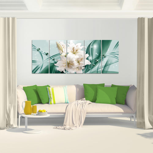 Runa Art Bild Blumen Lilien Wandbilder auf Vlies Leinwand 5 Teilig Wanddekoration Wohnzimmer Schlafzimmer 017156c