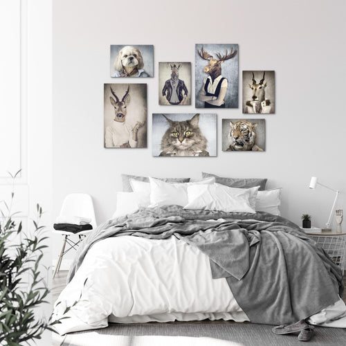 Novart Wandbilder Abstrakt - KOMPLETT AUFHÄNGFERTIG - Tiere Wohnzimmer Schlafzimmer - 7 Moderne Mood-Bilder - N019271a