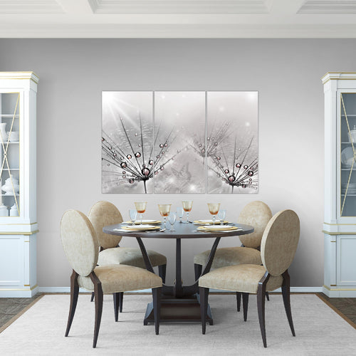 Runa Art Wandbilder Pusteblume Bild XXL Wohnzimmer Schlafzimmer Grau Natur 120 x 80 cm 3 Teilig 016931b