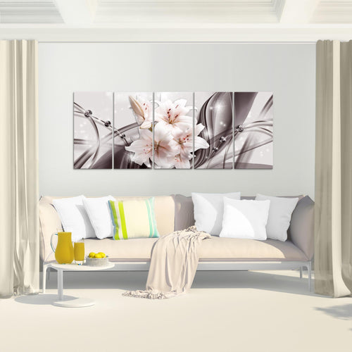 Runa Art Bild Blumen Lilien Wandbilder auf Vlies Leinwand 5 Teilig Wanddekoration Wohnzimmer Schlafzimmer 017156b