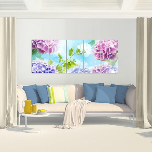 Runa Art Bild Blumen Hortensien Wandbilder auf Vlies Leinwand 5 Teilig Wanddekoration Wohnzimmer Schlafzimmer 017556a