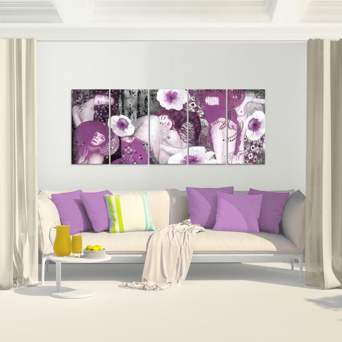 Runa Art Bild Collage Gustav Klimt Wandbilder auf Vlies Leinwand 5 Teilig Wanddekoration Wohnzimmer 018556a